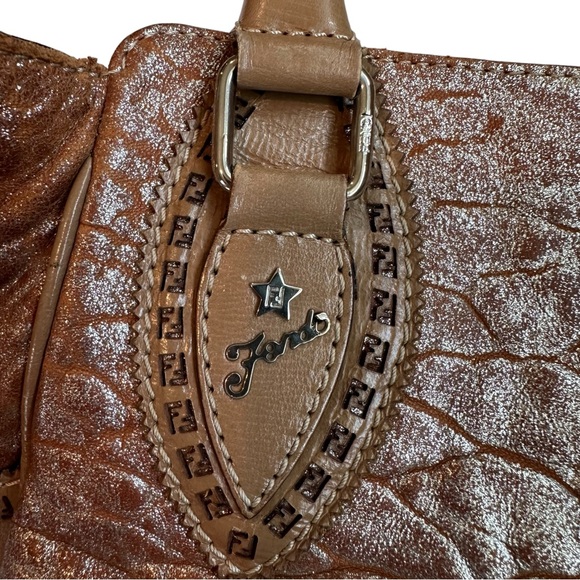 Authentic FENDI Etniko Shoulder Hand Bag Leather Brown - Picture 3 of 15